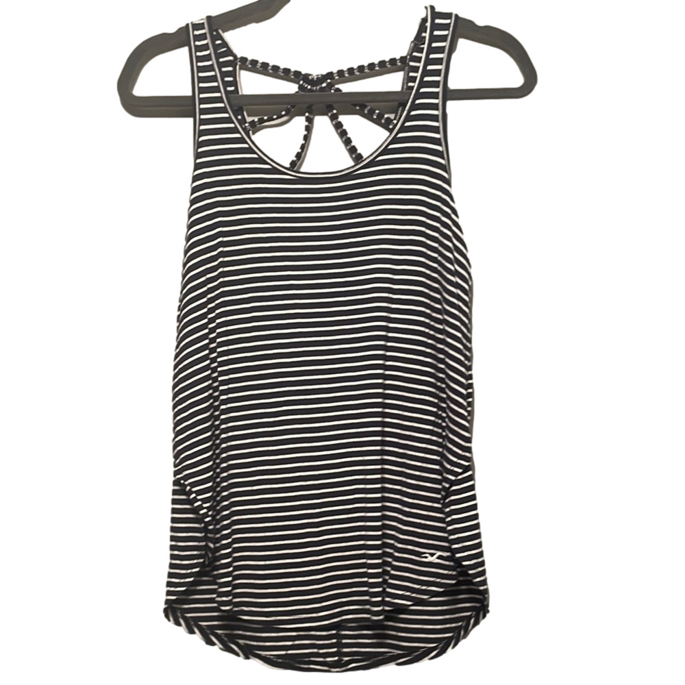 HOLLISTER SIZE XS Women's Black and White Striped Tank Top